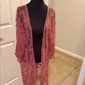 LC Lauren Conrad Pink Lace Tunic
